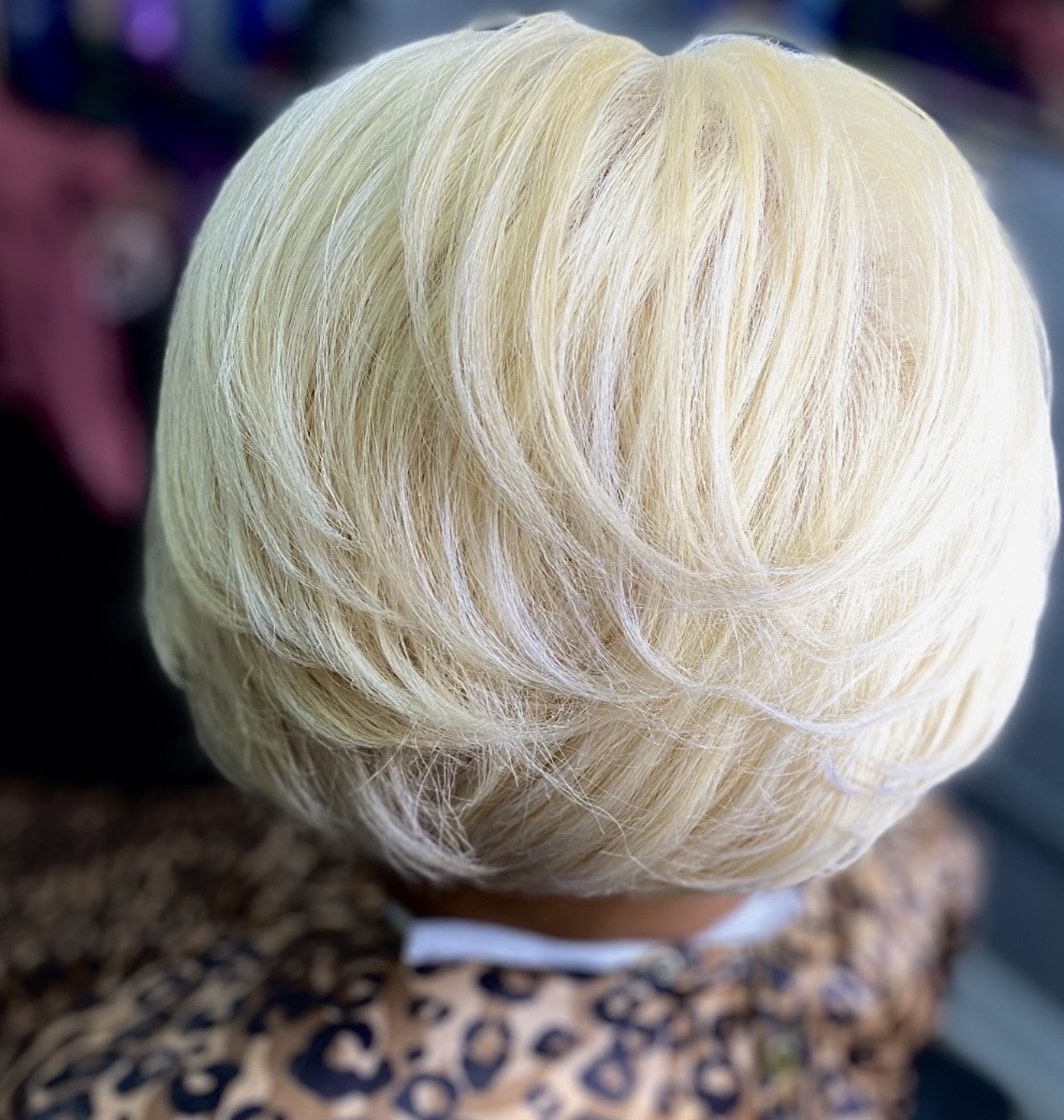 Platinum blonde bob at Genetik Bleu Salon